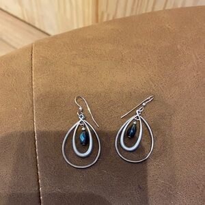 Elegant Silver and Black Teardrop Earrings